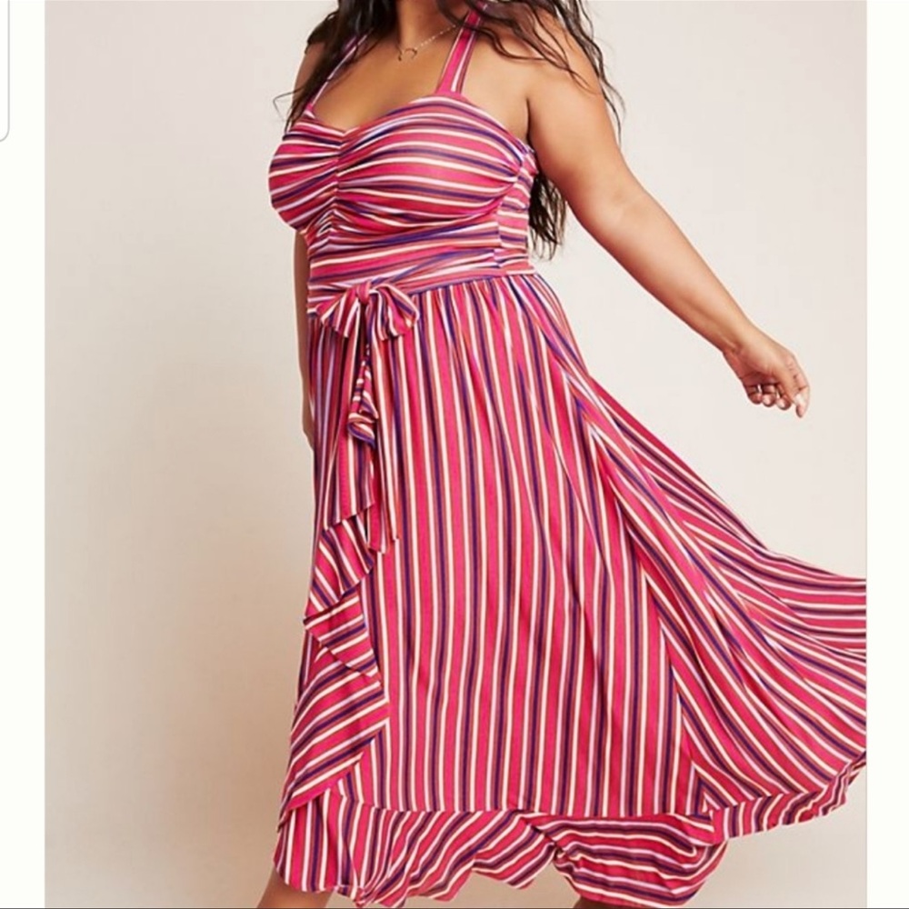 Anthropologie Gabriela Striped Ruched Maxi Size 3X